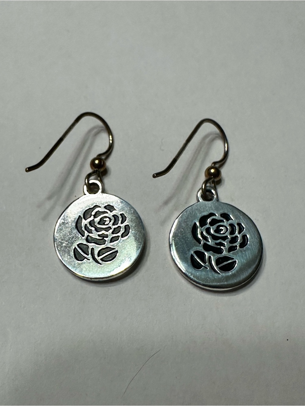 Brighton Silver Rose Cutout Disc Drop Earrings